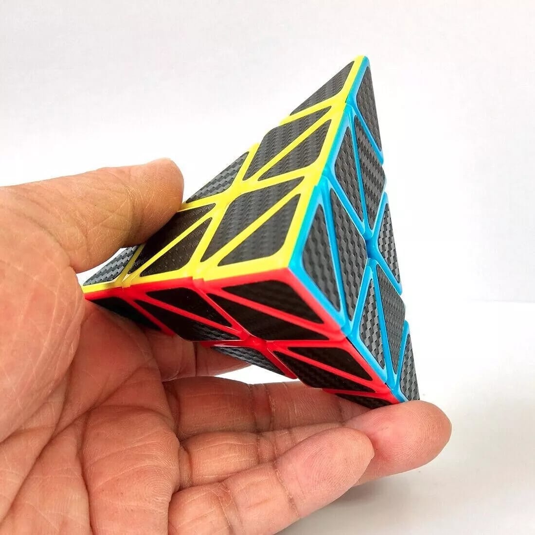 Pyramid Cube Puzzle 3x3 Carbon Fiber Triangle Pyaminx, Magic Rubix Fidget