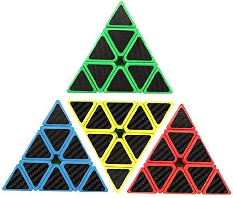 Pyramid Cube Puzzle 3x3 Carbon Fiber Triangle Pyaminx, Magic Rubix Fidget