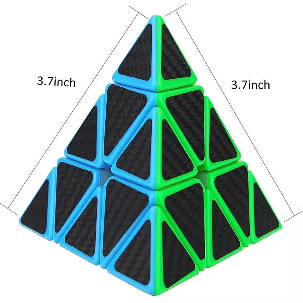 Pyramid Cube Puzzle 3x3 Carbon Fiber Triangle Pyaminx, Magic Rubix Fidget