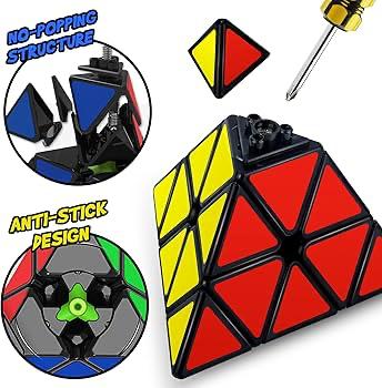 Pyramid Cube Puzzle 3x3 Carbon Fiber Triangle Pyaminx, Magic Rubix Fidget