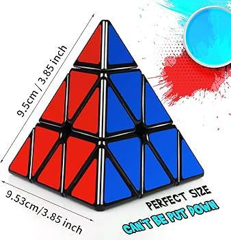 Pyramid Cube Puzzle 3x3 Carbon Fiber Triangle Pyaminx, Magic Rubix Fidget