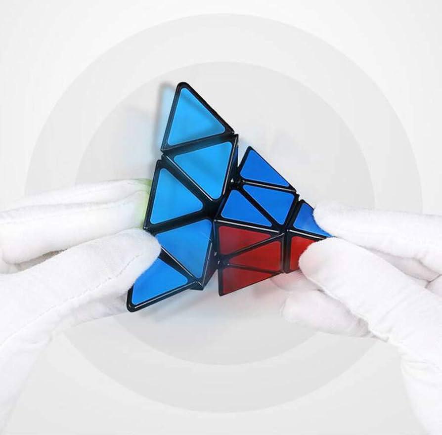 Pyramid Cube Puzzle 3x3 Carbon Fiber Triangle Pyaminx, Magic Rubix Fidget