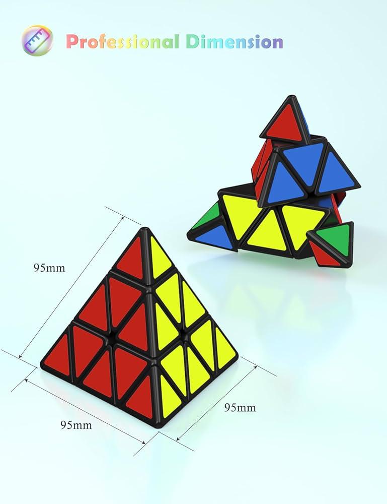 Pyramid Cube Puzzle 3x3 Carbon Fiber Triangle Pyaminx, Magic Rubix Fidget