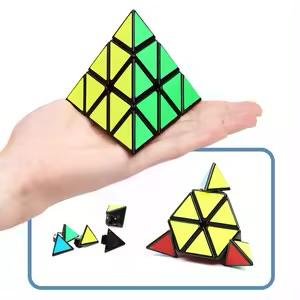 Pyramid Cube Puzzle 3x3 Carbon Fiber Triangle Pyaminx, Magic Rubix Fidget