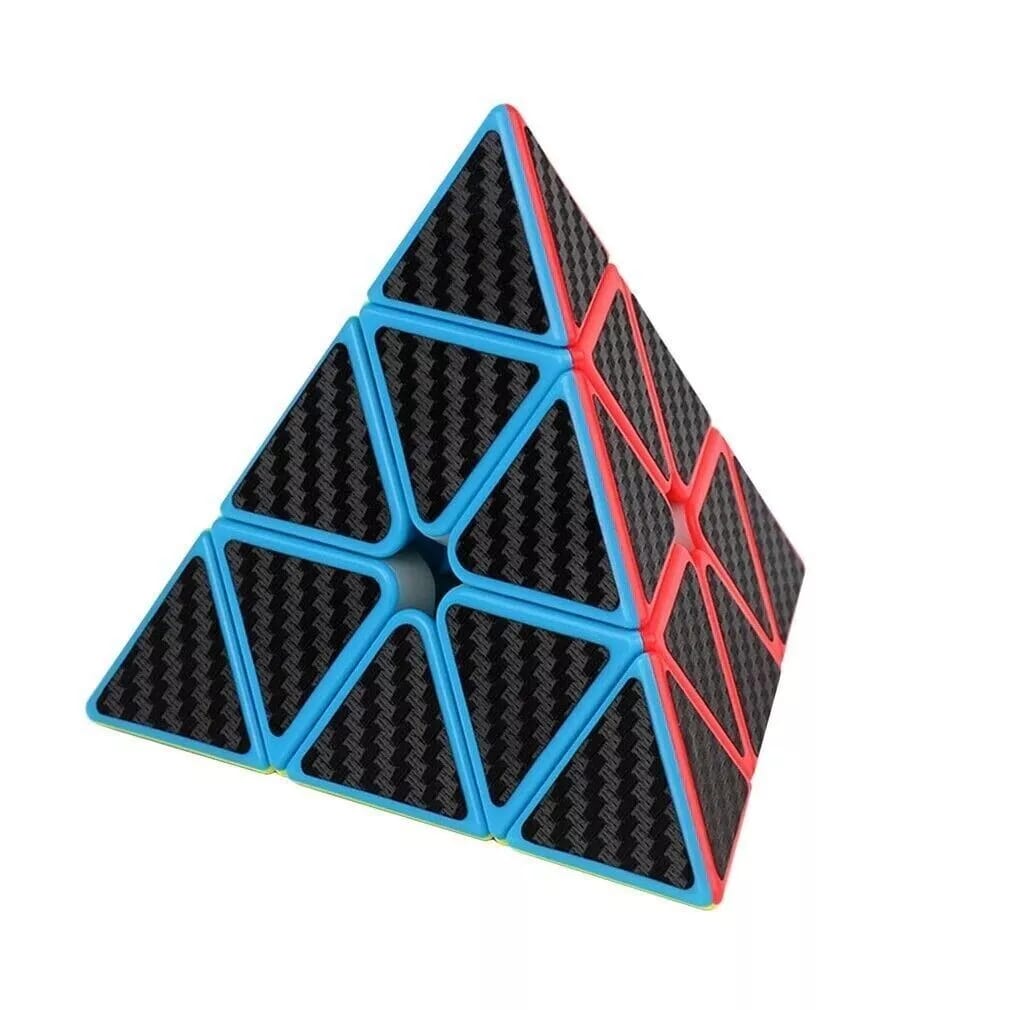 Pyramid Cube Puzzle 3x3 Carbon Fiber Triangle Pyaminx, Magic Rubix Fidget