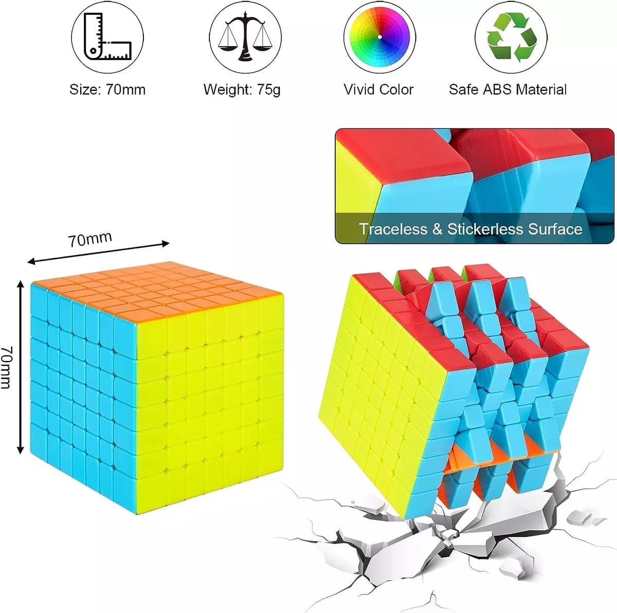 Puzzle Toy Magic Cube 7X7 Stickerless Super Smooth Fast Speed Cube Qiyi